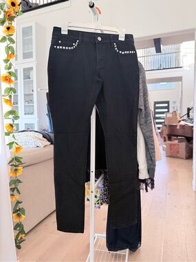 Michael Kors Black Skinny Jeans with Studded Pockets